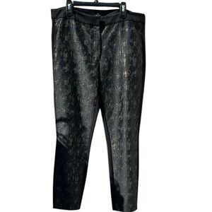 Chico's size 12 Black high waist  tapered Pants cropped at ankle metallic thread